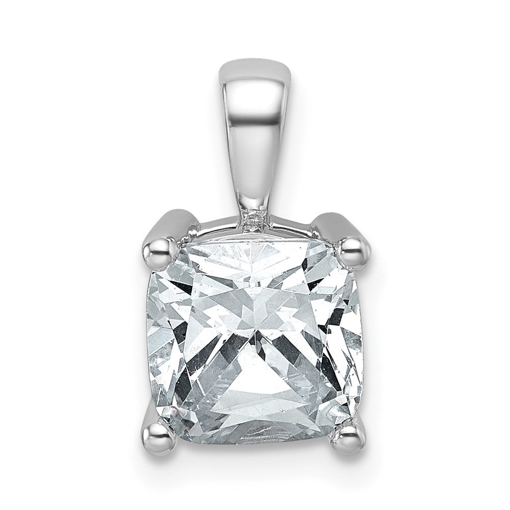 14k White Gold 2 1/2 ct Lab Grown Dia VS+ F+ Cushion Comp 4 Prong Pendant
