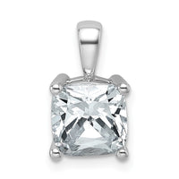 14k White Gold 2 1/2 ct Lab Grown Dia VS+ F+ Cushion Comp 4 Prong Pendant