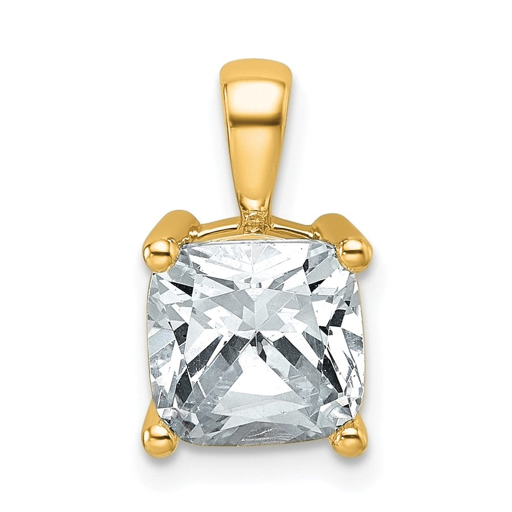14k 2 1/2 ct Lab Grown Diamond VS+ F+ Cushion Complete 4 Prong Pendant