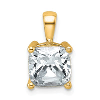 14k 2 1/2 ct Cert Lab Grown Diamond VS/SI+ G+ Cushion Comp 4 Prong Pendant