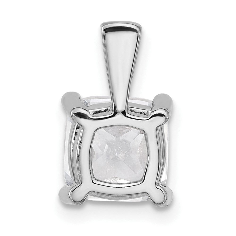 14k White Gold 3 ct Lab Grown Dia VS+ F+ Cushion Comp 4 Prong Pendant
