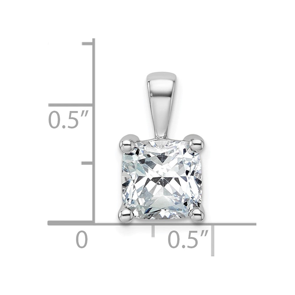 14k White Gold 3 ct Lab Grown Dia VS+ F+ Cushion Comp 4 Prong Pendant