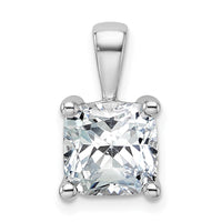 14k White Gold 3 ct Lab Grown Dia VS+ F+ Cushion Comp 4 Prong Pendant