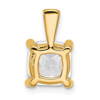 14k 3 ct Cert Lab Grown Diamond VS+ F+ Cushion Comp 4 Prong Pendant