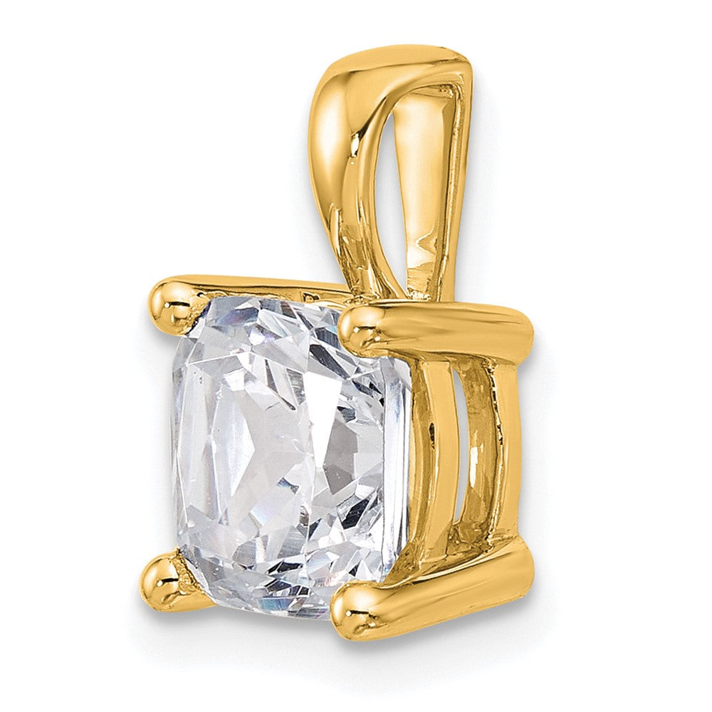14k 3 ct Cert Lab Grown Diamond VS+ F+ Cushion Comp 4 Prong Pendant