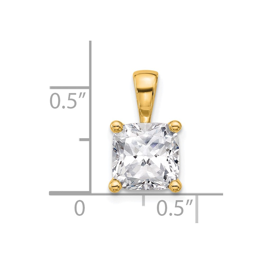 14k 3 ct Cert Lab Grown Diamond VS+ F+ Cushion Comp 4 Prong Pendant