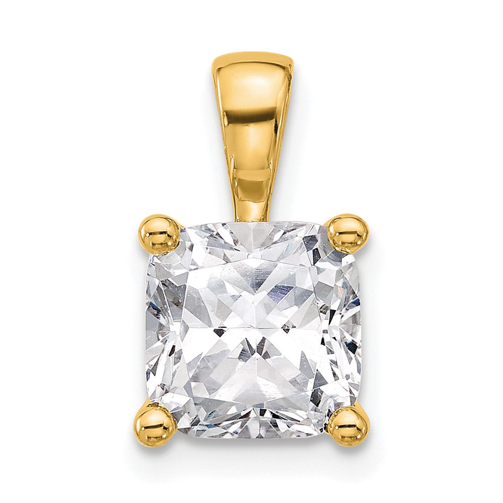 14k 3 ct Cert Lab Grown Diamond VS+ F+ Cushion Comp 4 Prong Pendant