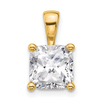 14k 3 ct Cert Lab Grown Diamond VS+ F+ Cushion Comp 4 Prong Pendant