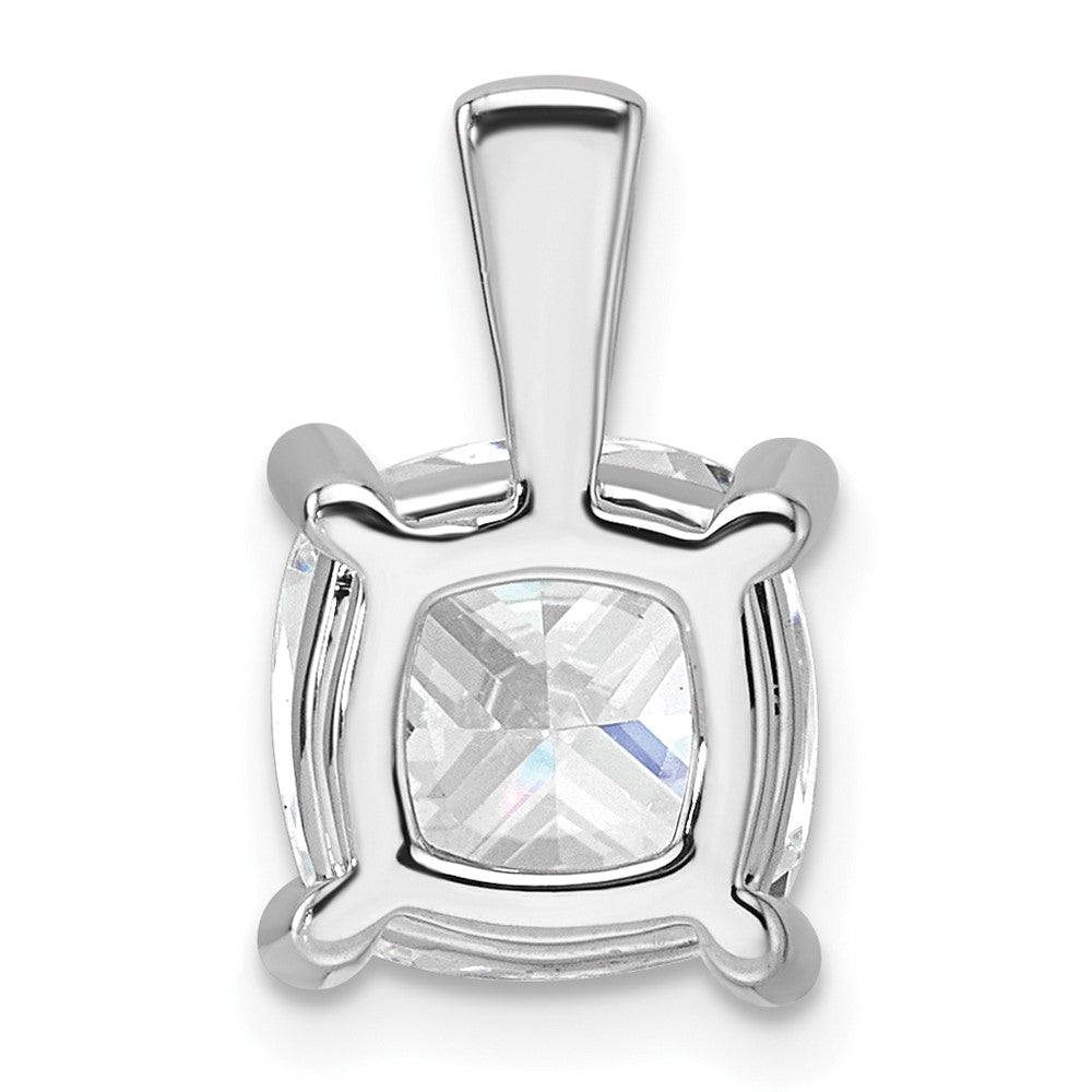 14k White Gold 4 ct Lab Grown Dia VS+ F+ Cushion Comp 4 Prong Pendant
