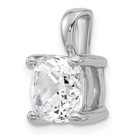 14k White Gold 4 ct Lab Grown Dia VS/SI+ G+ Cushion Comp 4 Prong Pendant