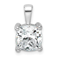 14kw 4 ct Cert Lab Grown Dia VS+ F+ Cushion Complete 4 Prong Pendant