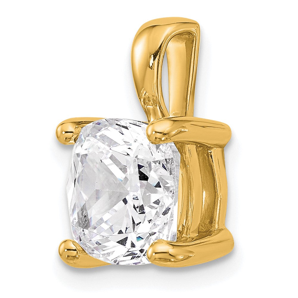14k 4 ct Lab Grown Diamond VS/SI+ G+ Cushion Complete 4 Prong Pendant