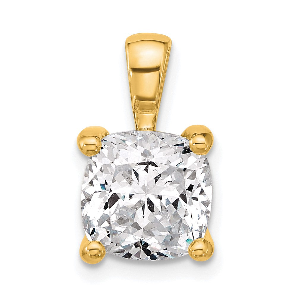 14k 4 ct Lab Grown Diamond VS/SI+ G+ Cushion Complete 4 Prong Pendant