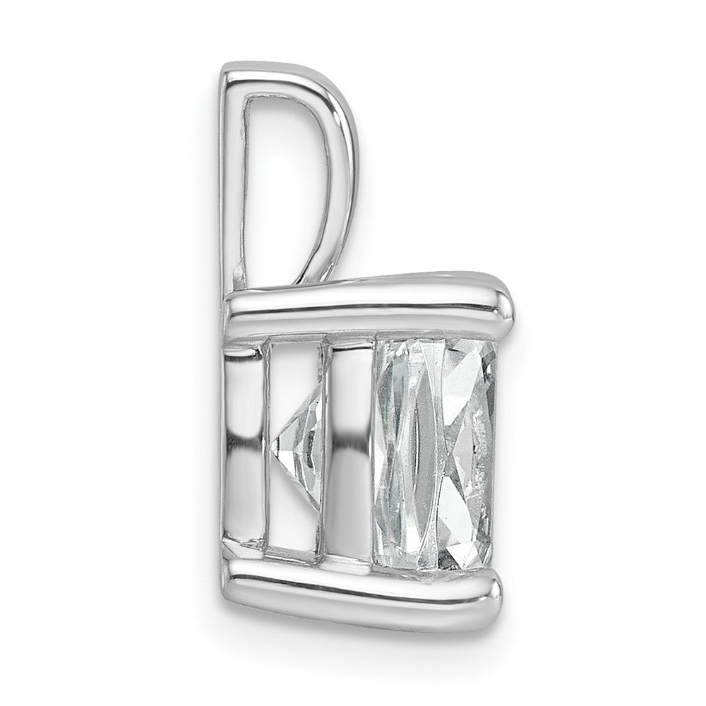 14k White Gold 5 ct Lab Grown Dia VS/SI+ G+ Cushion Comp 4 Prong Pendant
