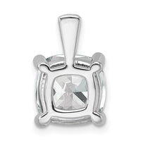 14k White Gold 5 ct Lab Grown Dia VS/SI+ G+ Cushion Comp 4 Prong Pendant