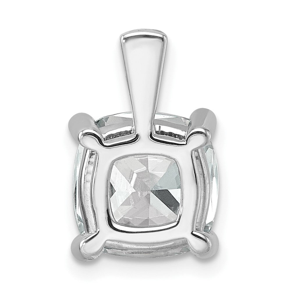14k White Gold 5 ct Lab Grown Dia VS+ F+ Cushion Comp 4 Prong Pendant