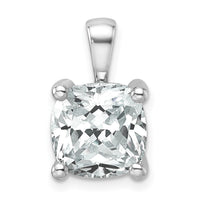 14k White Gold 5 ct Lab Grown Dia VS/SI+ G+ Cushion Comp 4 Prong Pendant