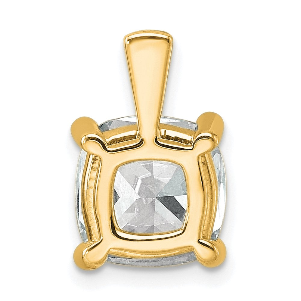 14k 5 ct Cert Lab Grown Diamond VS/SI+ G+ Cushion Comp 4 Prong Pendant