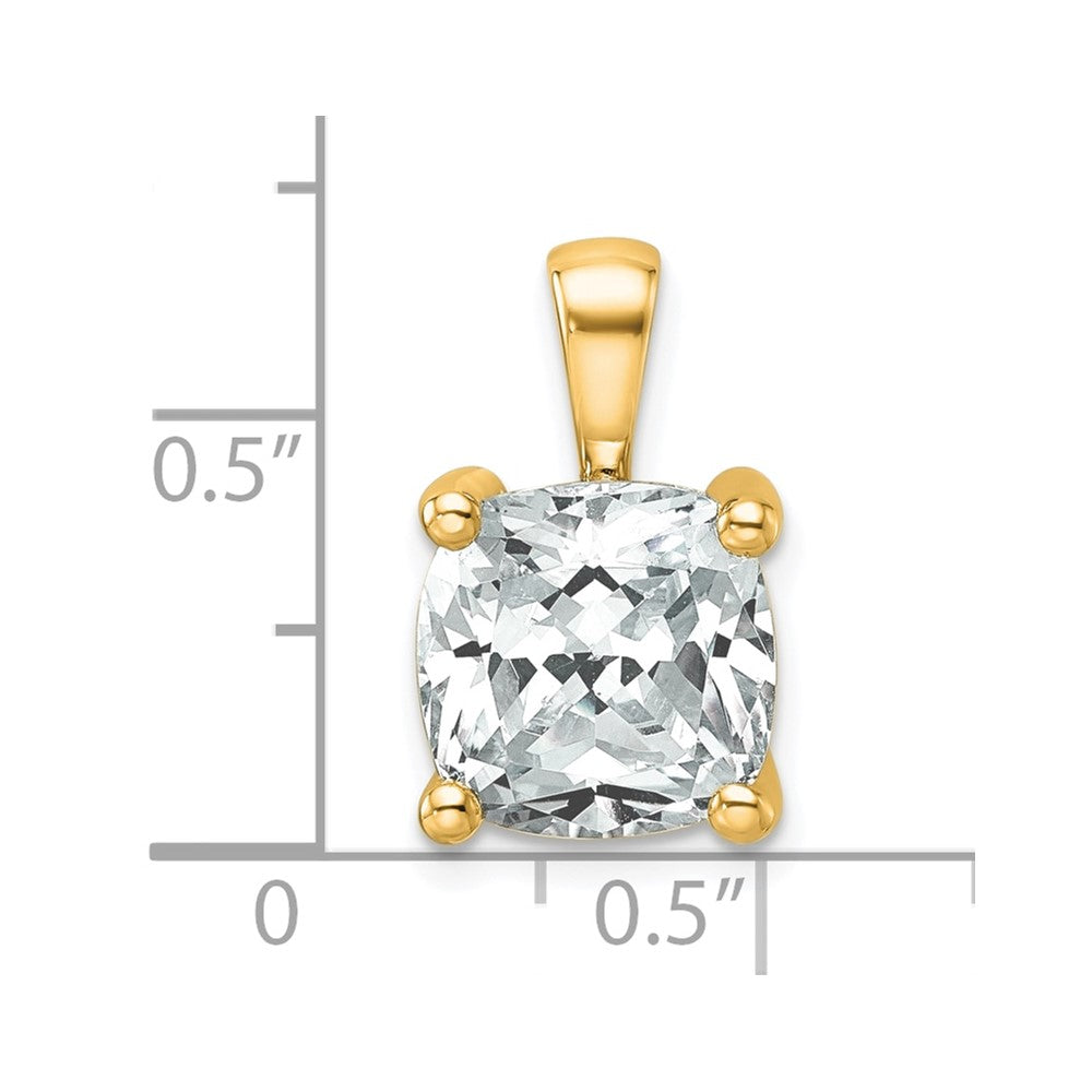14k 5 ct Cert Lab Grown Diamond VS/SI+ G+ Cushion Comp 4 Prong Pendant