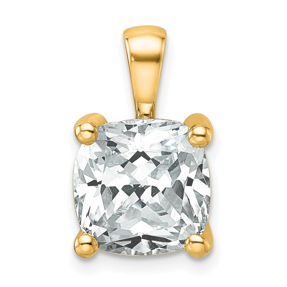 14k 5 ct Cert Lab Grown Diamond VS/SI+ G+ Cushion Comp 4 Prong Pendant
