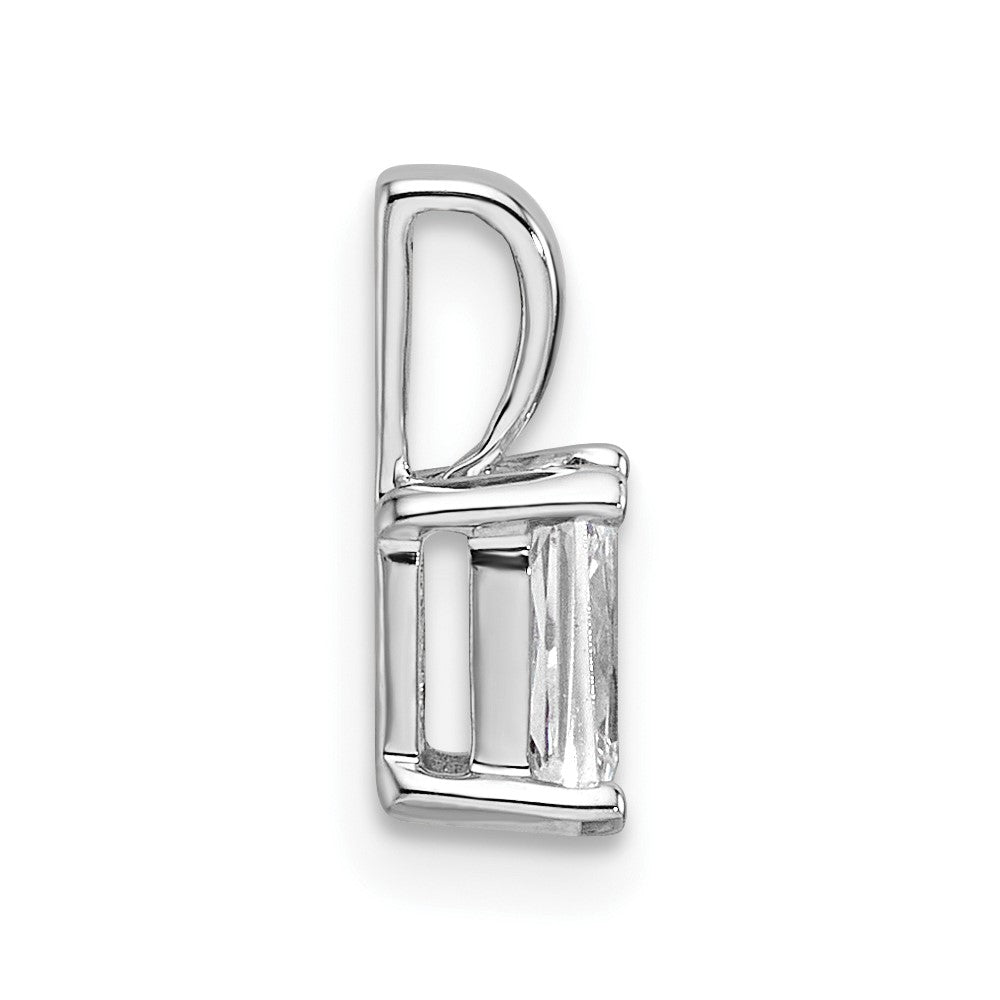 14k White Gold 1/2 ct Lab Grown Dia VS+ F+ Radiant Comp 4 Prong Pendant