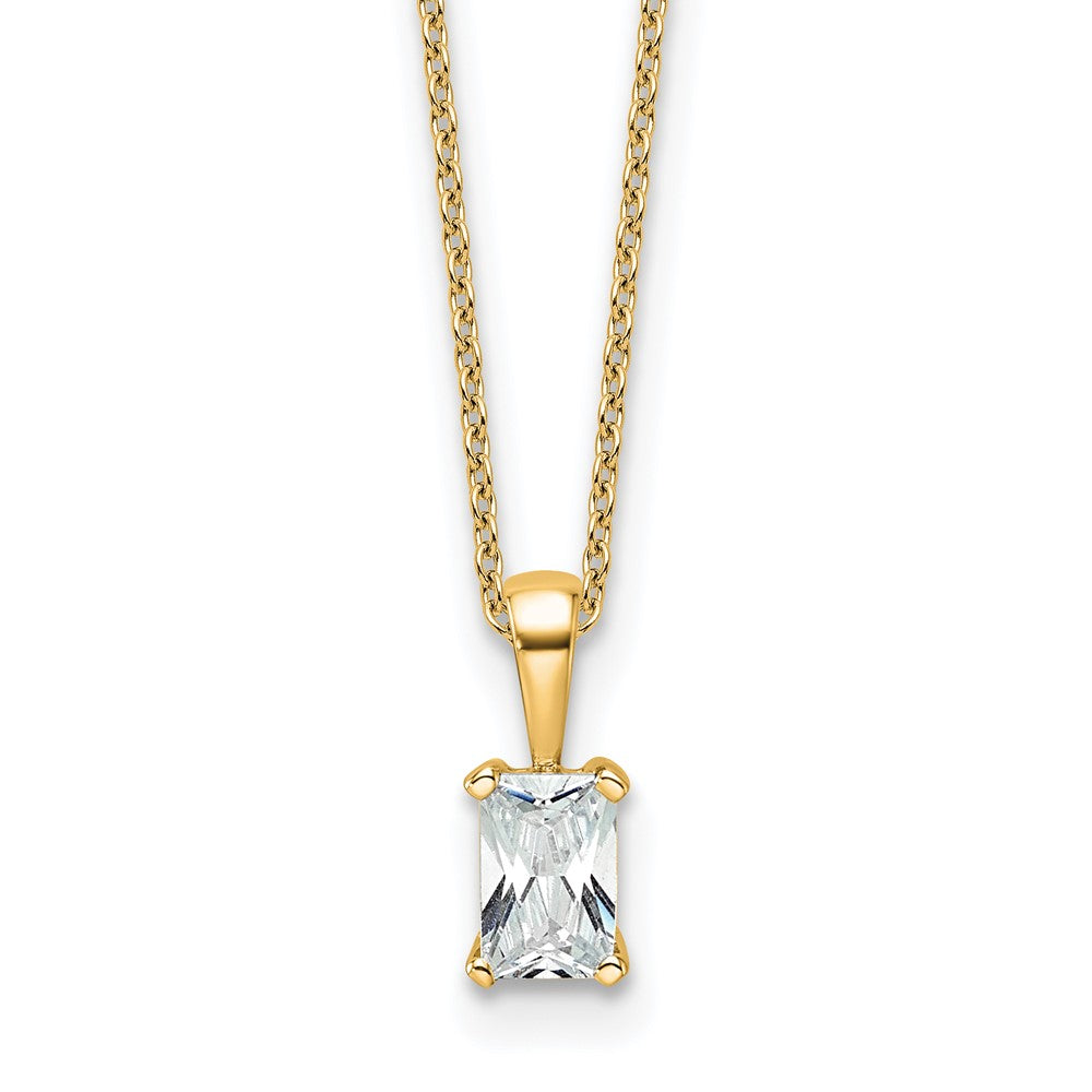 14k 1/2ct Cert Lab Grown Dia VS+ F+ Radiant Comp 18in Pendant Necklace