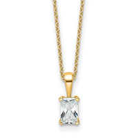 14k 1/2ct Lab Grown Dia VS+ F+ Radiant Comp 18in Pendant Necklace
