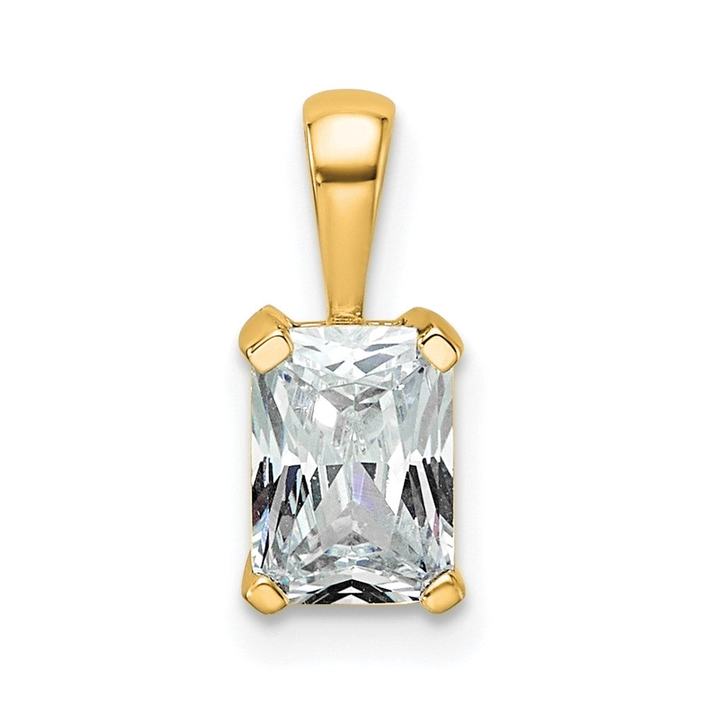 14k 3/4 ct Cert Lab Grown Diamond VS/SI+ G+ Radiant Comp 4 Prong Pendant