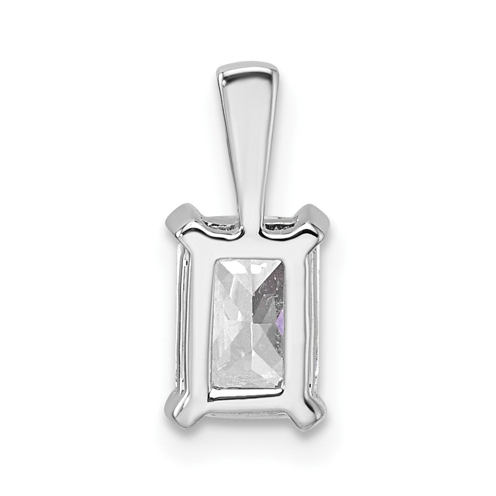 14k White Gold 1 ct Lab Grown Dia VS/SI+ G+ Radiant Comp 4 Prong Pendant