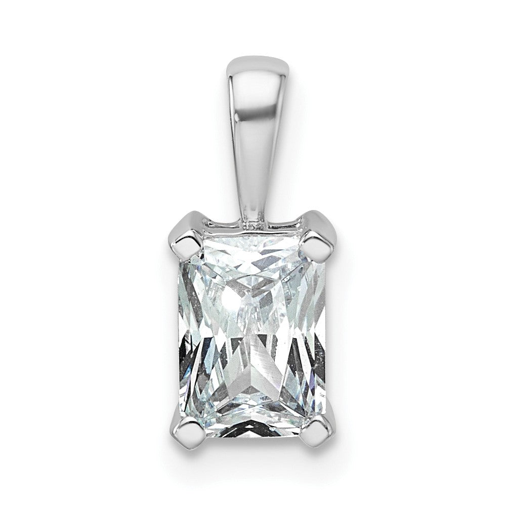 14k White Gold 1 ct Lab Grown Dia VS/SI+ G+ Radiant Comp 4 Prong Pendant