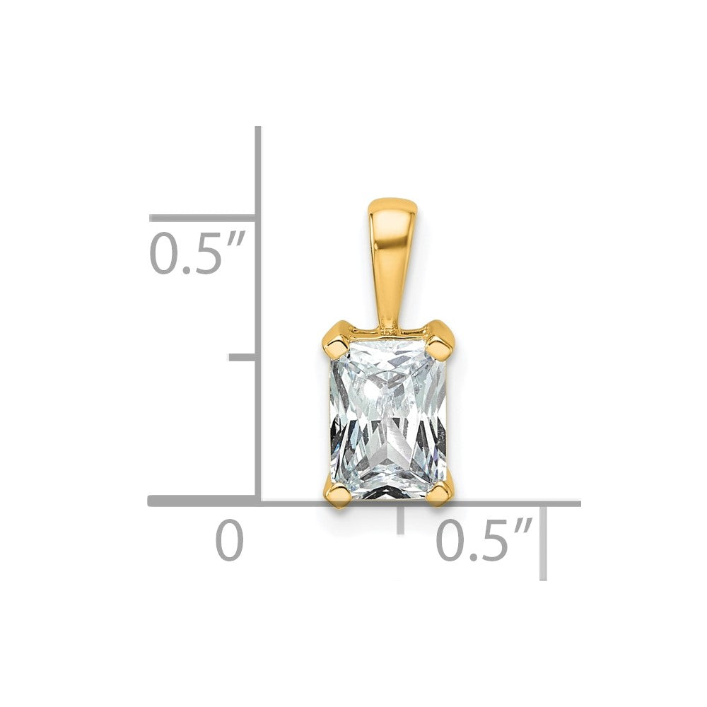 14k 1 ct Cert Lab Grown Diamond VS+ F+ Radiant Comp 4 Prong Pendant