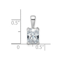 14k White Gold 1 1/2 ct Lab Grown Dia VS+ F+ Radiant Comp 4 Prong Pendant