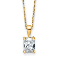 14k 1 1/2ct Cert Lab Grown Dia VS+ F+ Radiant Comp 18in Necklace