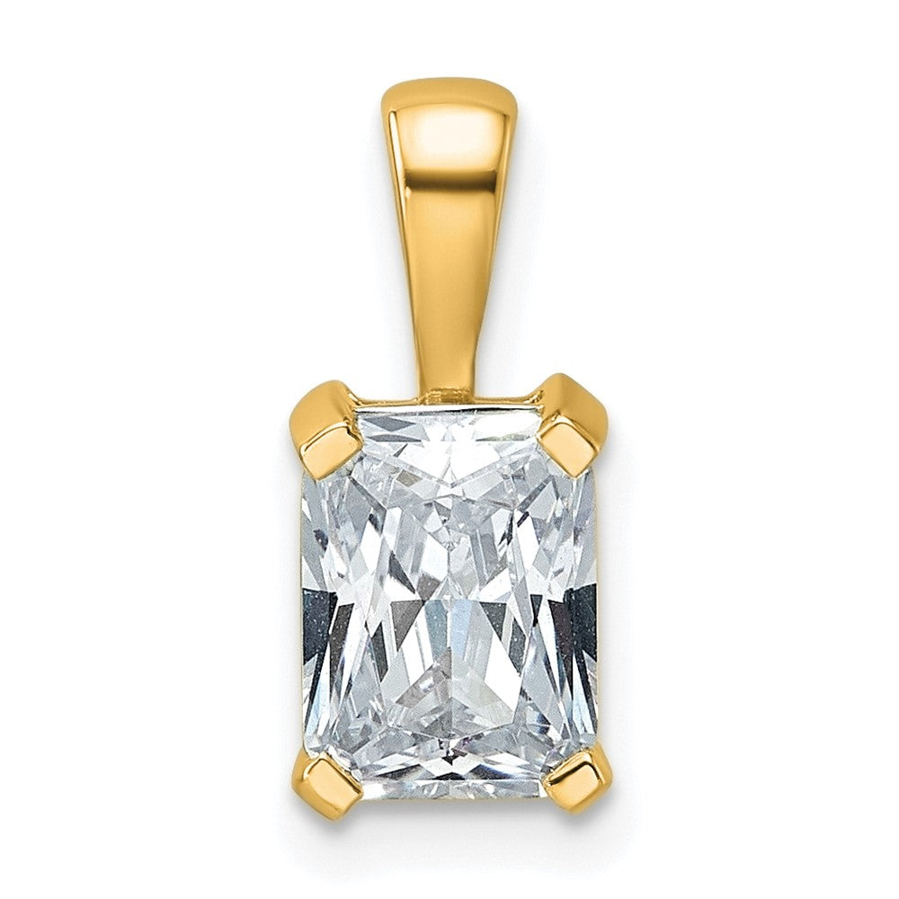 14k 1 1/2 ct Cert Lab Grown Diamond VS/SI+ G+ Radiant Comp 4 Prong Pendant