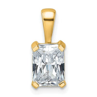 14k 1 1/2 ct Cert Lab Grown Diamond VS/SI+ G+ Radiant Comp 4 Prong Pendant