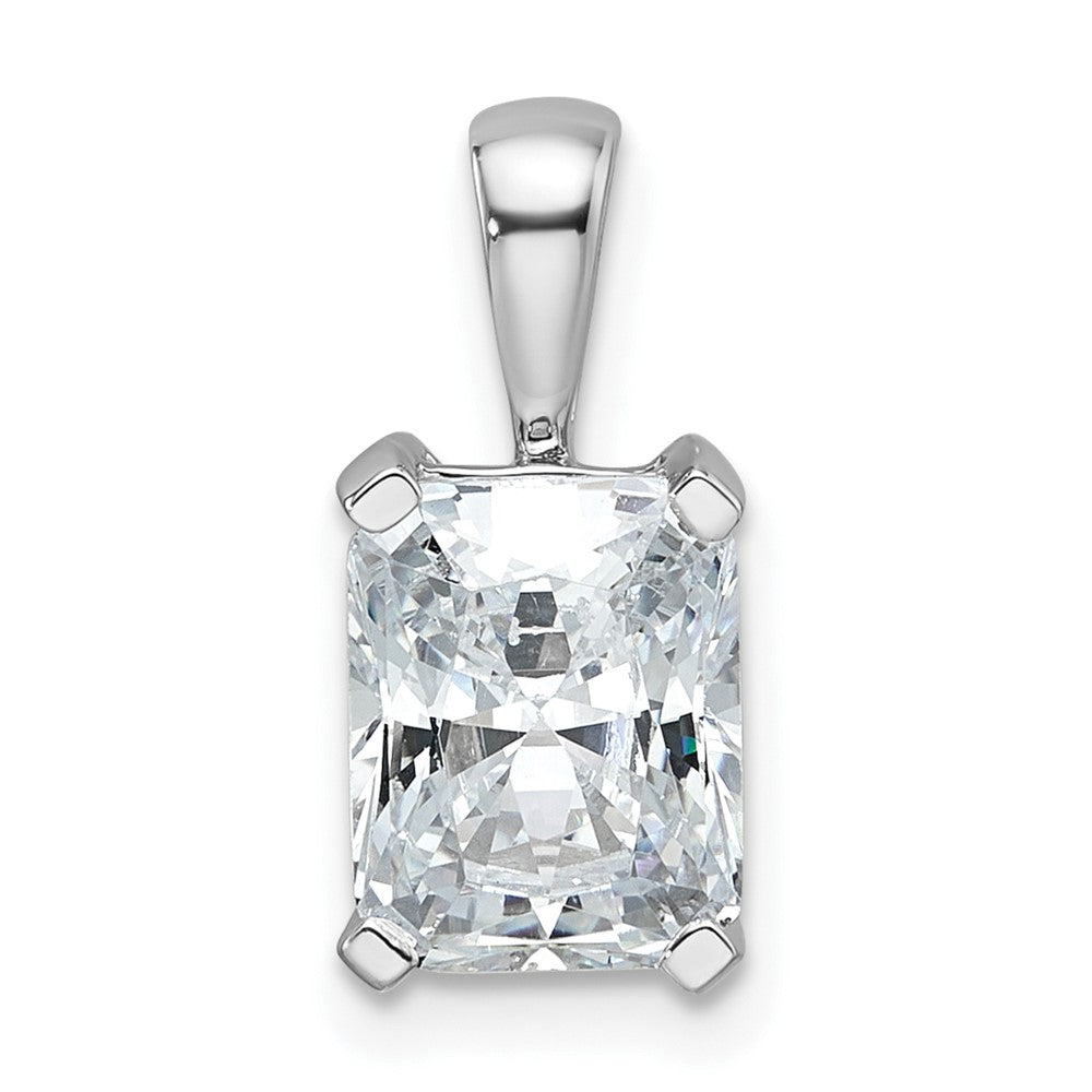 14k White Gold 2 ct Lab Grown Dia VS/SI+ G+ Radiant Comp 4 Prong Pendant