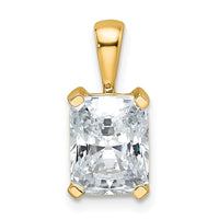 14k 2 ct Cert Lab Grown Diamond VS/SI+ G+ Radiant Comp 4 Prong Pendant