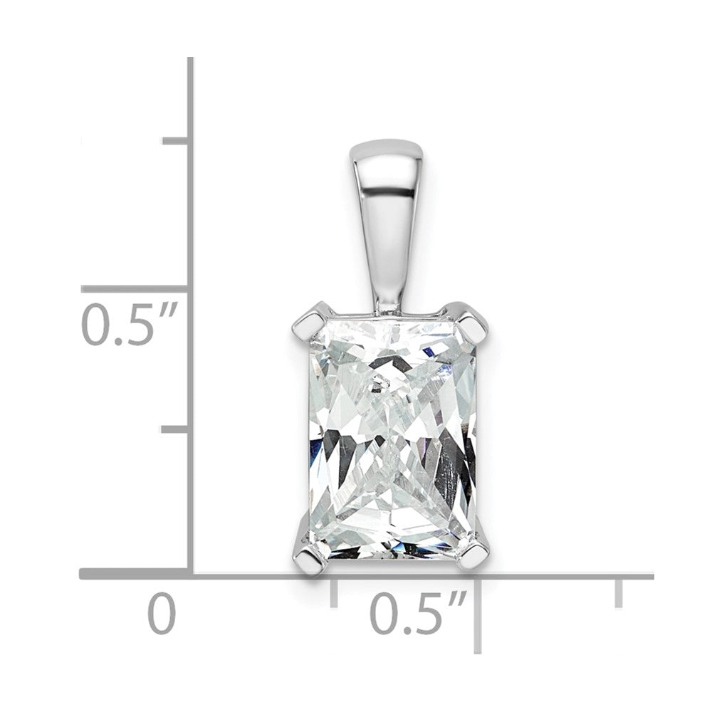 14k White Gold 3 ct Lab Grown Dia VS/SI+ G+ Radiant Comp 4 Prong Pendant