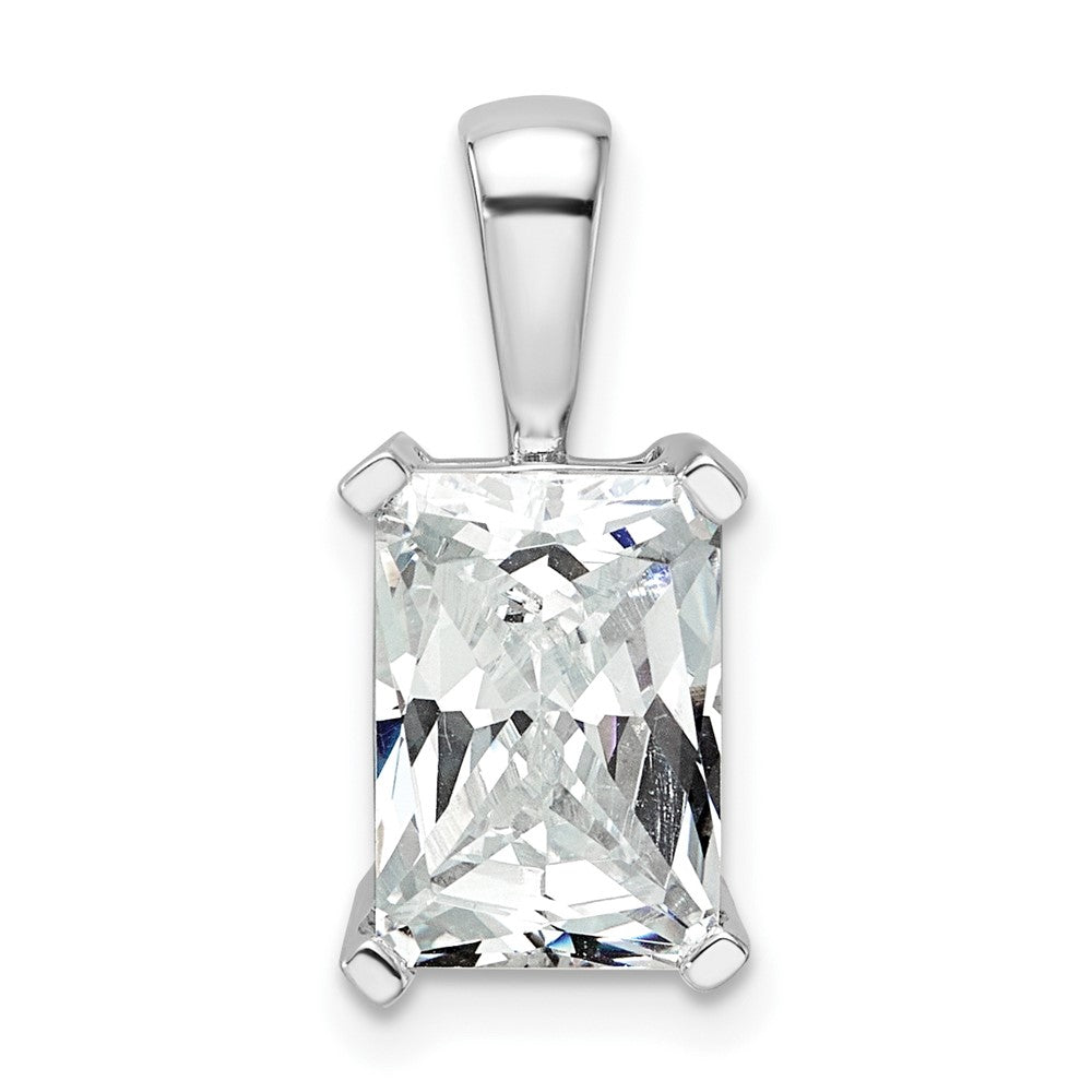 14k White Gold 3 ct Lab Grown Dia VS/SI+ G+ Radiant Comp 4 Prong Pendant