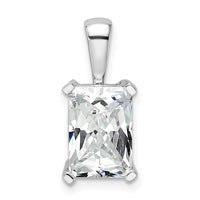 14k White Gold 3 ct Lab Grown Dia VS/SI+ G+ Radiant Comp 4 Prong Pendant