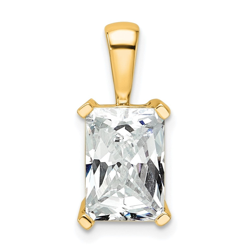 14k 3 ct Cert Lab Grown Diamond VS/SI+ G+ Radiant Comp 4 Prong Pendant