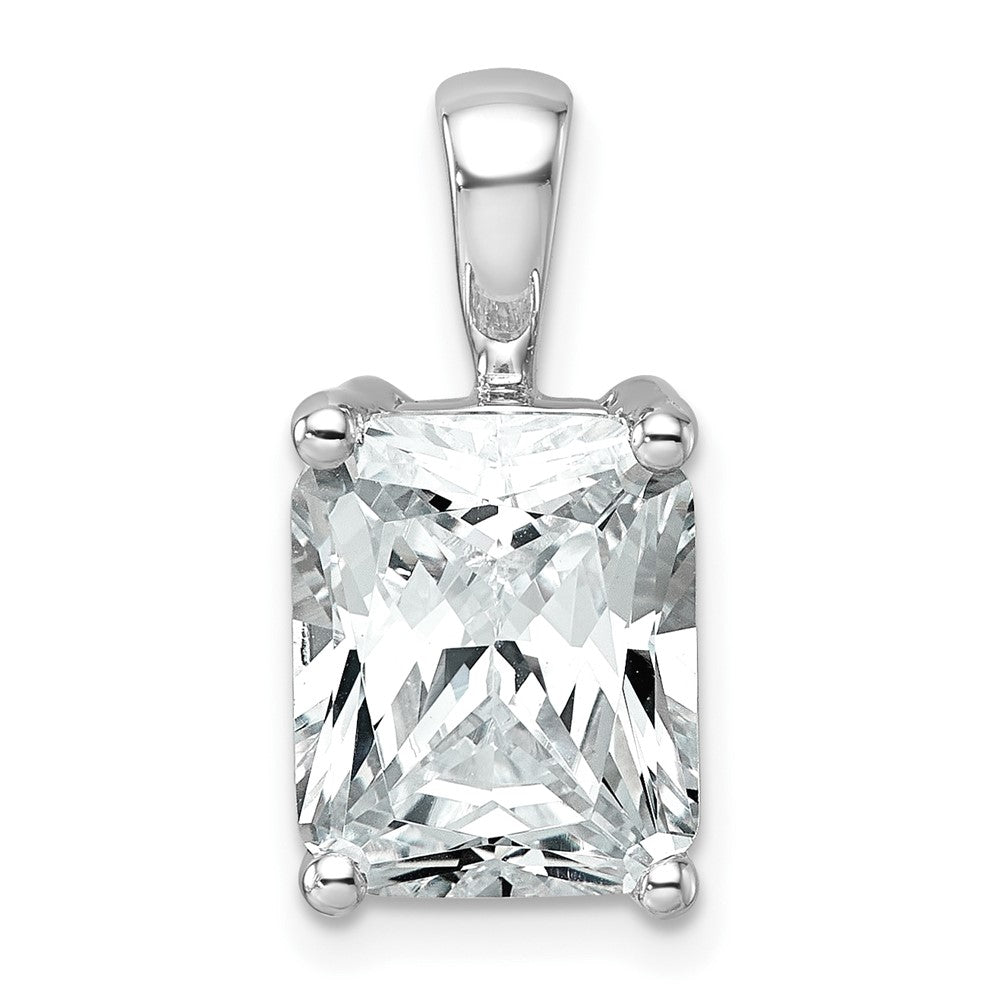 14k White Gold 4 ct Lab Grown Dia VS+ F+ Radiant Comp 4 Prong Pendant