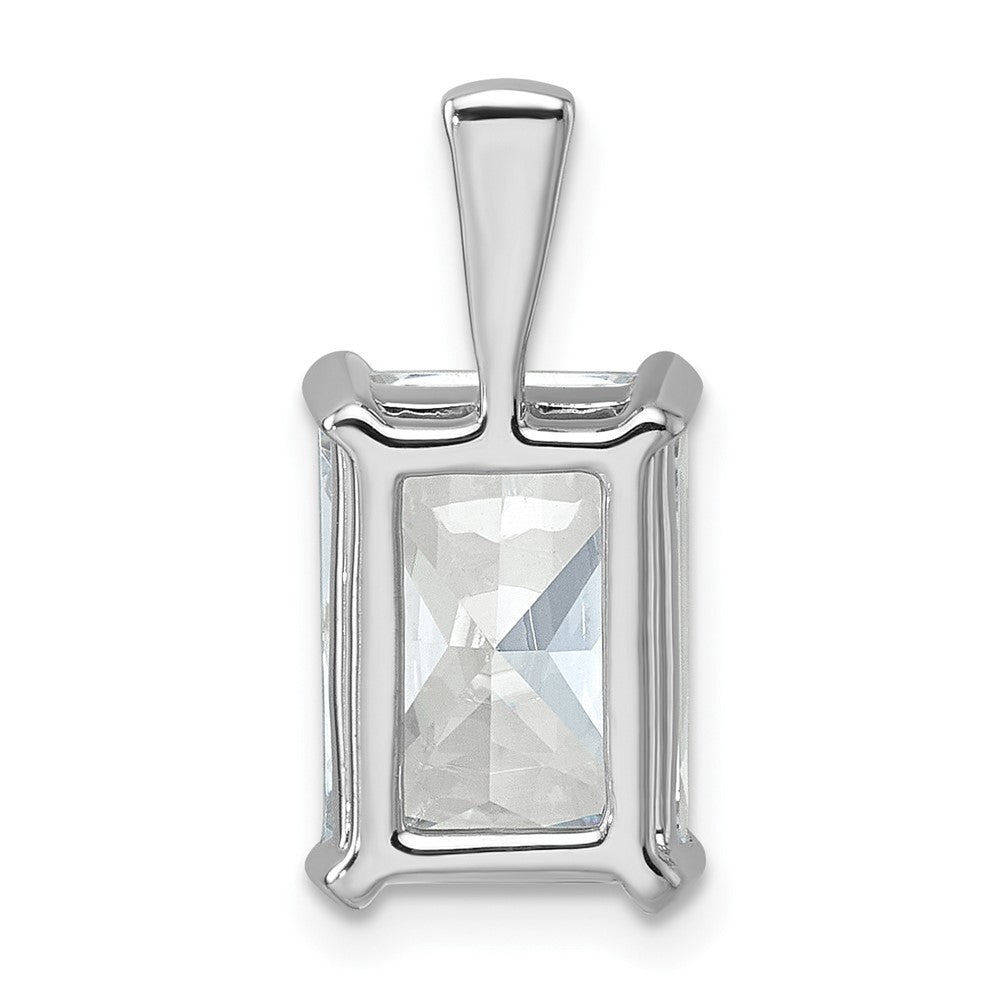 14k White Gold 5 ct Lab Grown Dia VS/SI+ G+ Radiant Comp 4 Prong Pendant