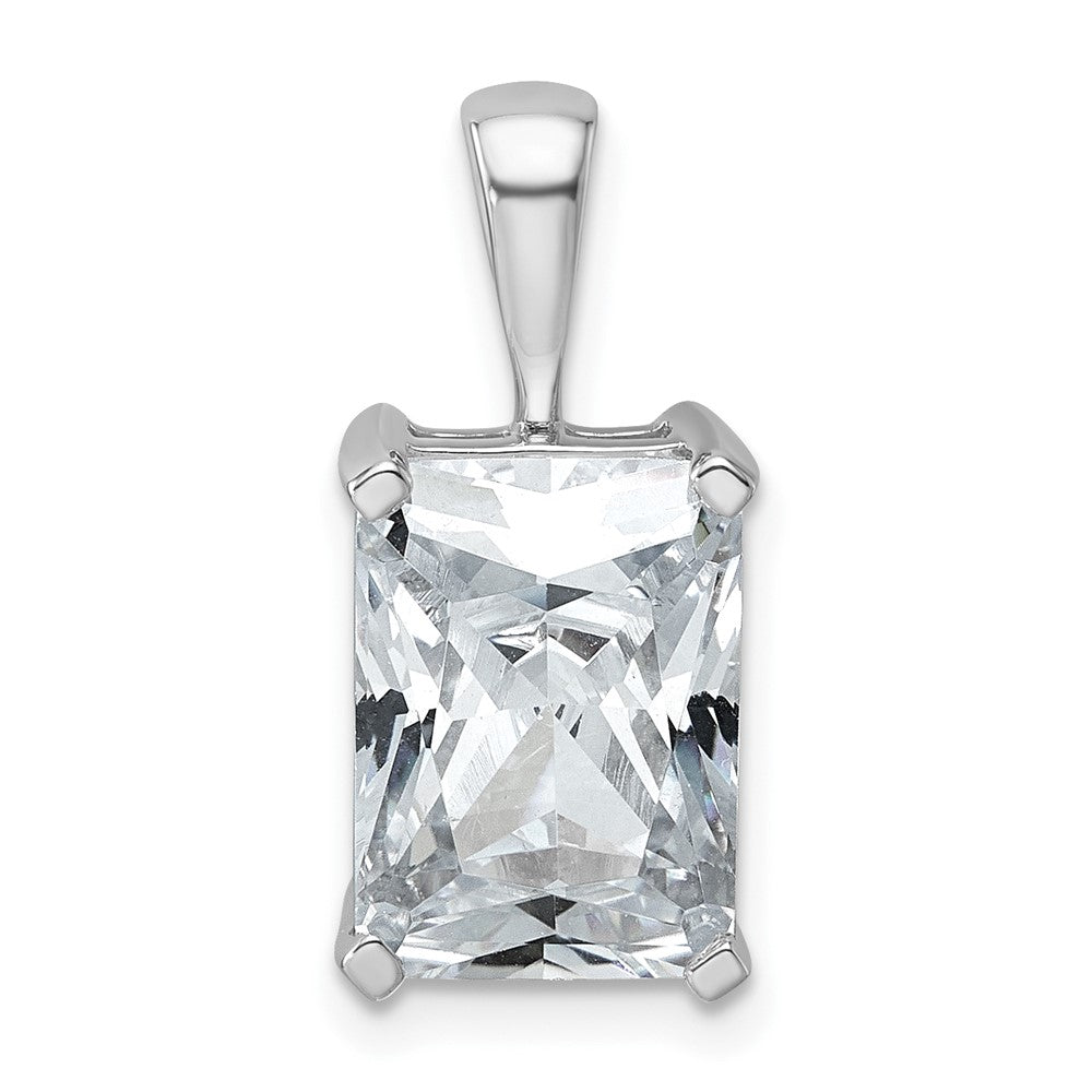 14k White Gold 5 ct Lab Grown Dia VS/SI+ G+ Radiant Comp 4 Prong Pendant