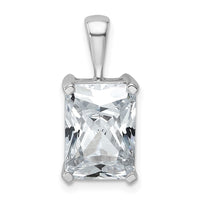 14k White Gold 5 ct Lab Grown Dia VS/SI+ G+ Radiant Comp 4 Prong Pendant