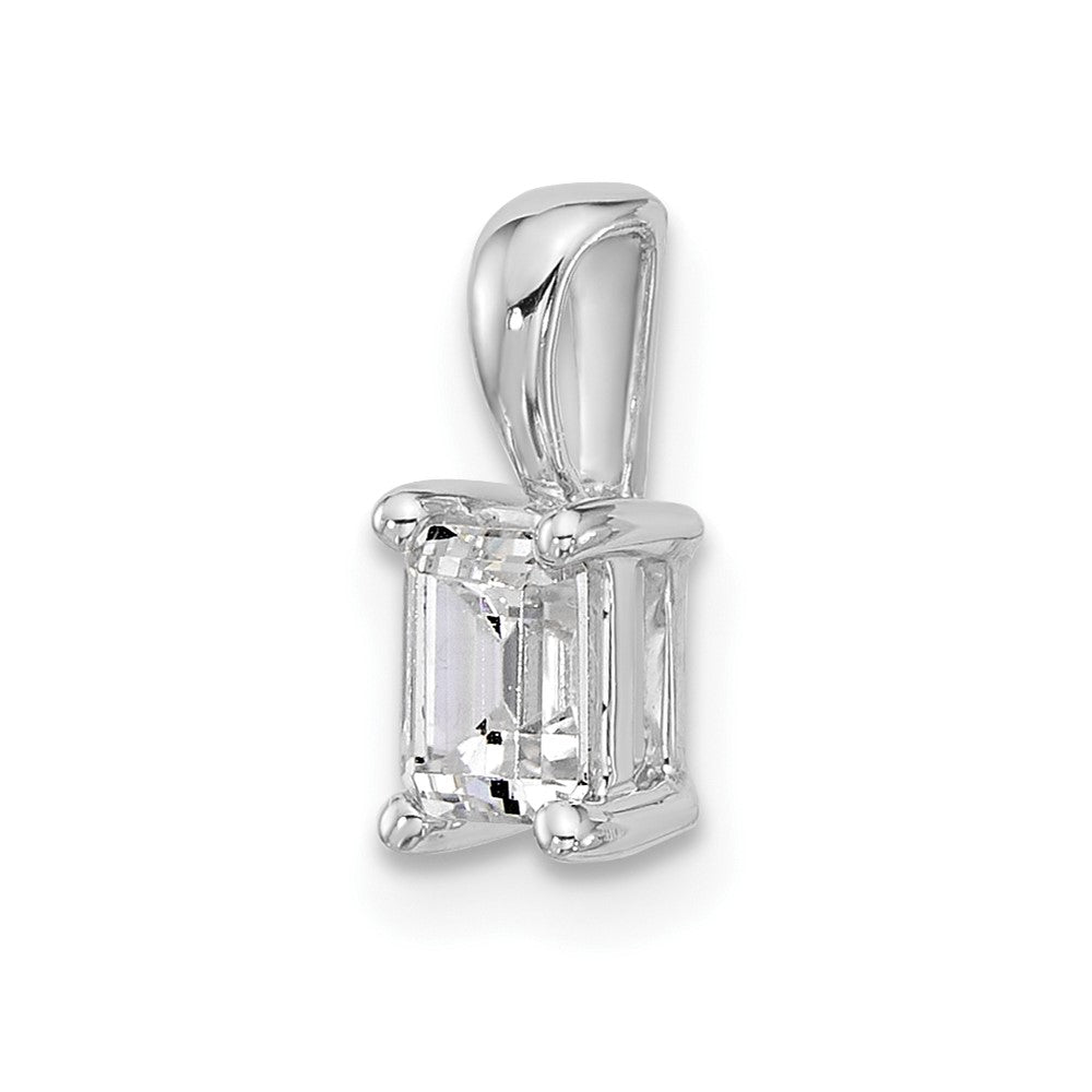 14k White Gold 1/2 ct Lab Grown Dia VS/SI+ G+ Emerald Comp 4 Prong Pendant