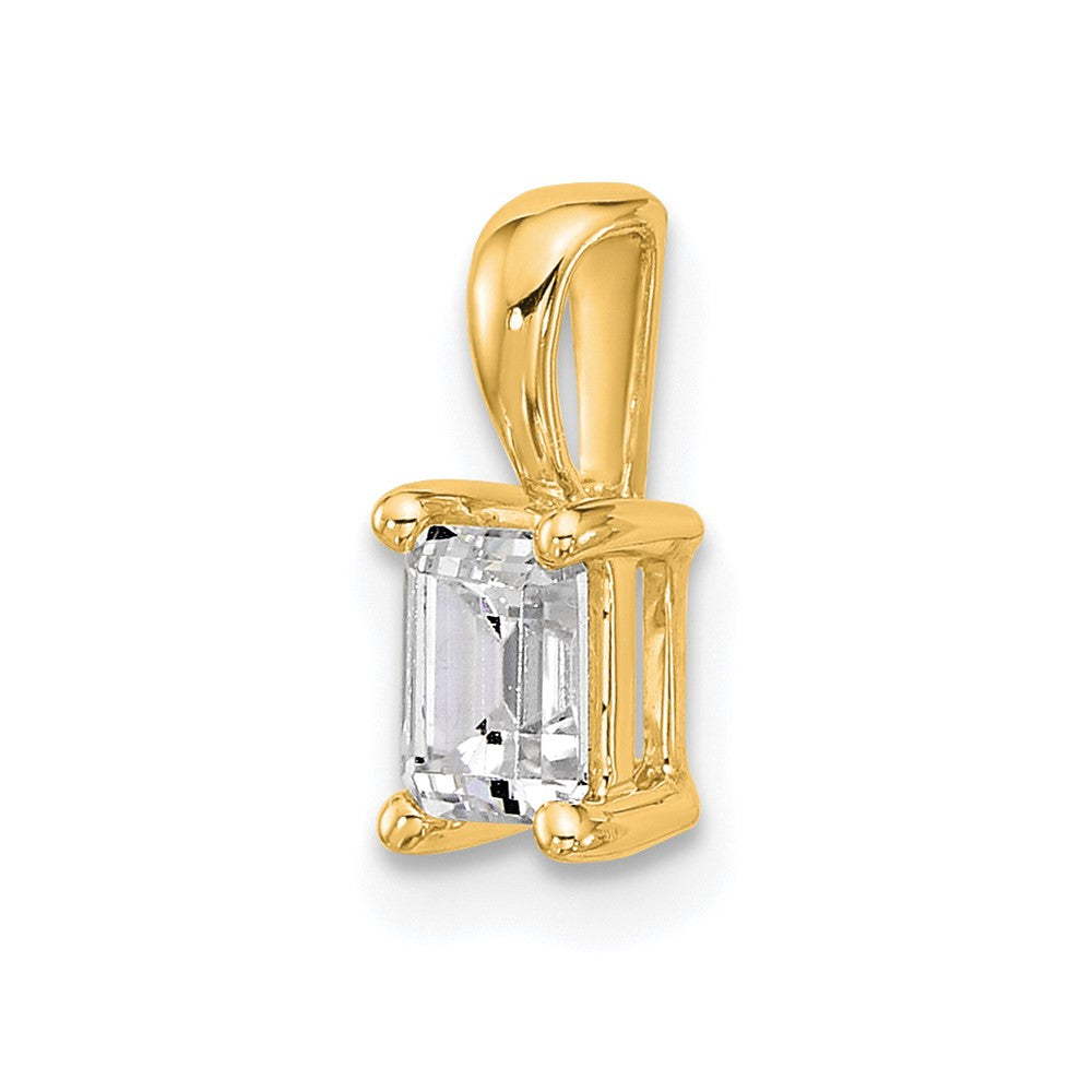 14k 1/2 ct Cert Lab Grown Diamond VS+ F+ Emerald Comp 4 Prong Pendant