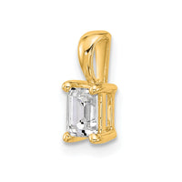 14k 1/2 ct Cert Lab Grown Diamond VS+ F+ Emerald Comp 4 Prong Pendant