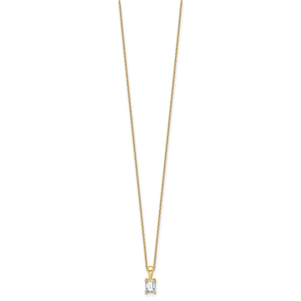 14k 1/2ct Lab Grown Dia VS+ F+ Emerald Comp 18in Pendant Necklace