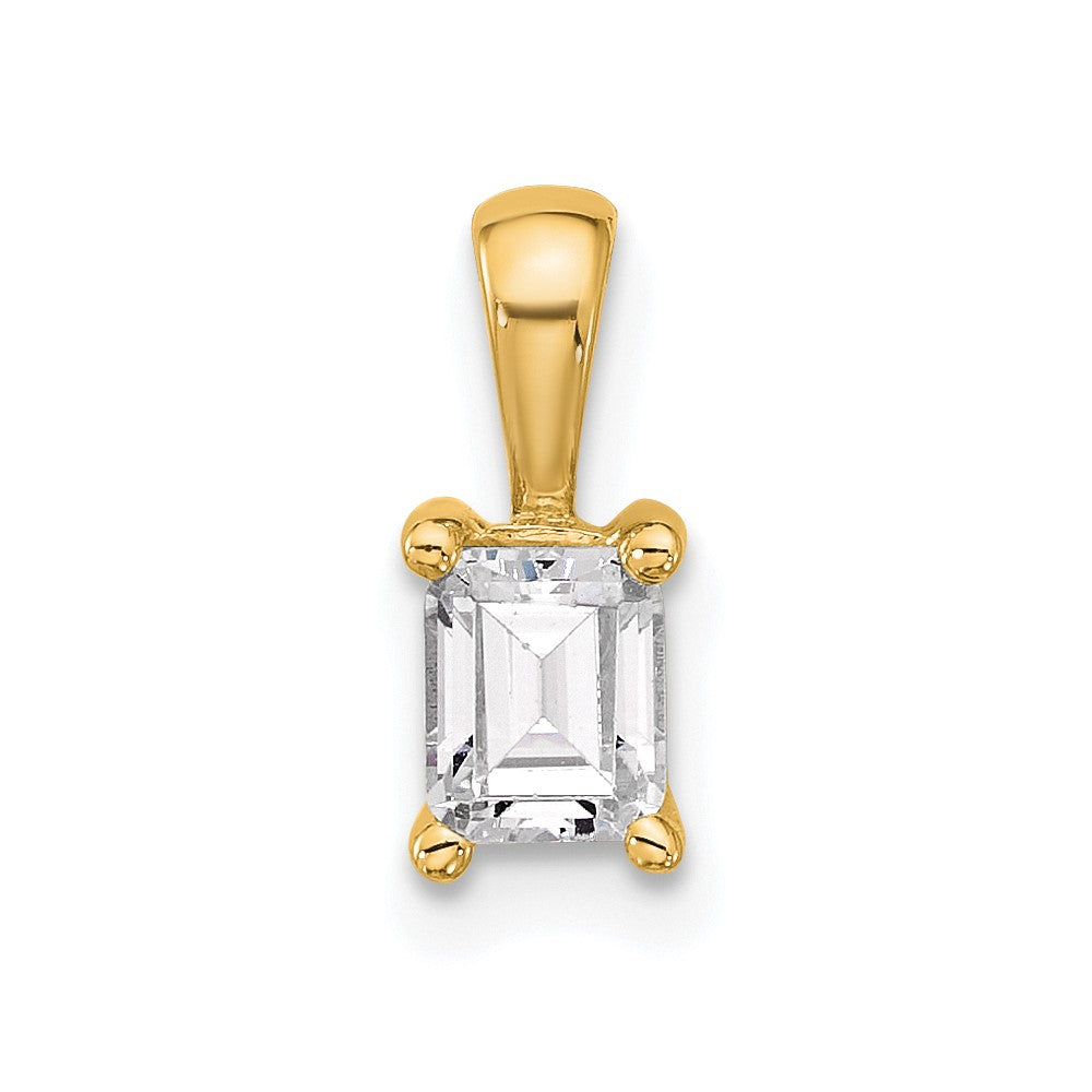14k 1/2 ct Lab Grown Diamond VS+ F+ Emerald Complete 4 Prong Pendant